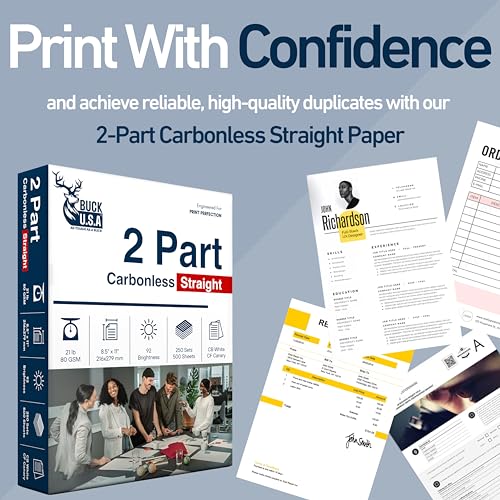 2 Part Straight NCR Carbonless Paper (5914), 8 Reams, 8.5" x 11" Collated Paper, 2000 Sets, 4000 Sheets, CB White/CF Canary - Ideal for Laser & Digital Printers & Perfect for Professional Duplicates
