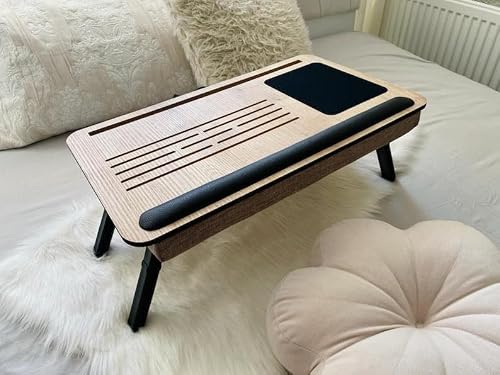 Laptop Stand Lab Desk with Cushion and Fold Away Bed Tray with Mause Pad PhoneCompartments and Wrist Supported-FreelancerFoldable