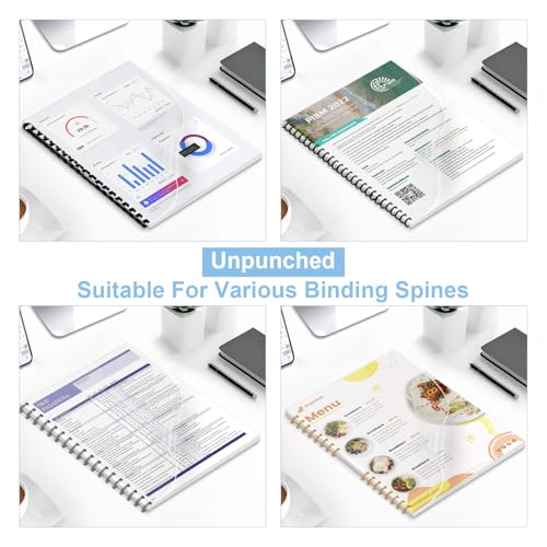 HOUYEE Binding Covers and Combs Set, 8.5x11 Inches, Including 50 Pcs Leather Texture Paper Binding Covers, 50 Pcs 8 Mil Clear PVC Sheets and 20 Pcs Assorted Combs