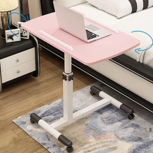 ELEFOCUS Portable Standing Desk Adjustable Height Mobile Laptop Sit-Stand Cart Angle Rolling Over Bed Folding Table with Wheels (Color:D)