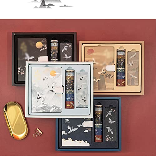 VIAENKFG 1set Classical Student Planner Notebook Stationery Set Diary Scrapbook Portable Traveler Journal(Style C)