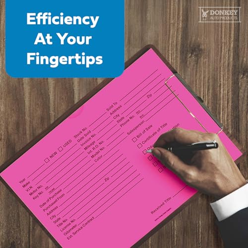 Printed Vehicle Deal Envelopes 9x12 Deal Jackets (100 shrink wrapped) (Fuchsia)
