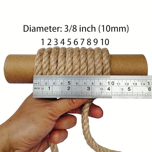 ILIKEEC Jute Rope 10mm, 164 Feet 4.5lb Thick Garden Jute Twine String for DIY Cat Scratcher, Gardening, Bundling and Wall Hanging Craft Decorative (Brown)