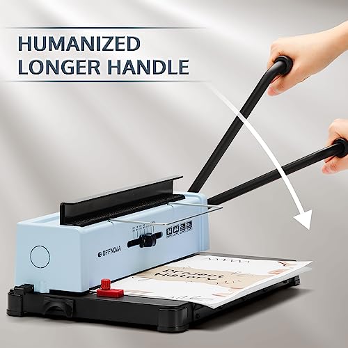 OFFNOVA Wire Binding Machine, 34 - Square Punch Holes, 3:1 Pitch, Punch 12 Sheets Bind 120 Sheets, Book Binder with Adjustable Side Margin, Easy to Punch for Letter Size / A4 / A5