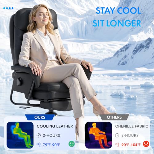 FLEXISPOT Cooling Ergonomic Office Chair with Footrest, Black, HC4 Cool