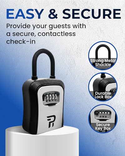 Rudy Run Key Lock Box for Outside – Large Outdoor Lockbox for Keys with Code, 4-Digit Combination Hidden Safe to Hide a Key Outside, Portable Safe Key Storage, 6.7 in, 2 Packs