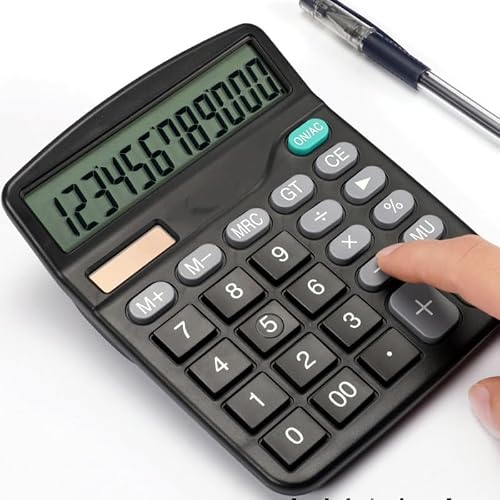 NSUQOA 12 Digit Solar Powered Portable Small Calculator with Large Computer Screen Dedicated to Finance and Office