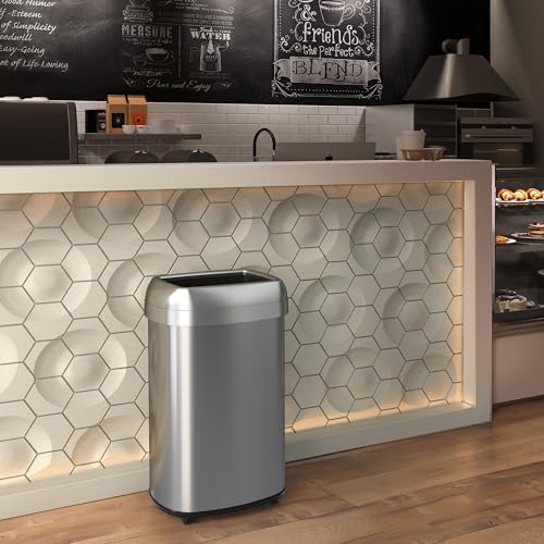 iTouchless 13 Gallon Open Top Trash Can/Recycling Bin w/Wheels & Filters