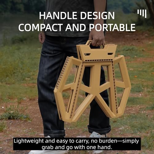 Lightweight Stool, Non-Slip Folding Step Stool,Compact Step Stool Foldable, Step Stools for Adults up to 330 Pound, Suitable for outdoor use and kitchen(Khaki)