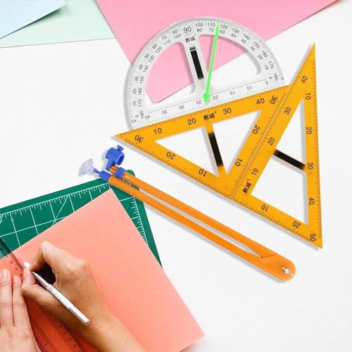 MTTXY Magnetic Geometry 4 Piece Set, Large Math Ruler Set Educational Material, Includes Compass, Triangle, and Ruler for Classroom Blackboard Office
