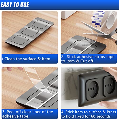 ZMUAXUAN Nano Tape Adhesive Reusable,Double Sided Mounting Tape Heavy Duty Removable,Picture Hanging Strips Poster Putty,Clear Thick Gel Sticky Tack Wall Glue for Hangers,Photo(9.85 FT-5 Pack)