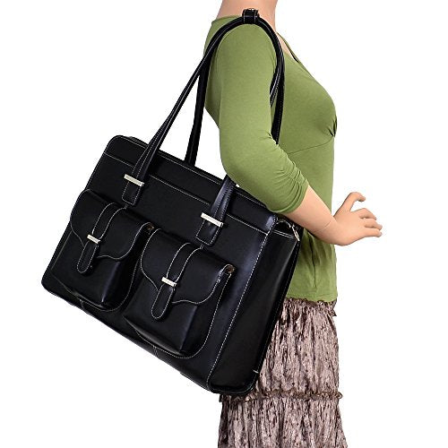 McKlein, W Series, Alexis, Top Grain Cowhide Leather, 14" Leather Ladies' Laptop Briefcase, Black (96545)