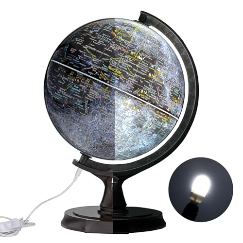 Mapsoft Prime Illuminated Gray Moon Globe, 30cm/12", MI-30