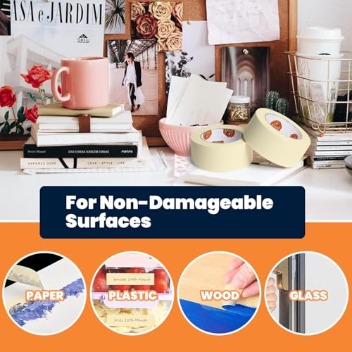 TAPEBEAR General Purpose Masking Tape Beige White 2" x 60Yards x 36Rolls