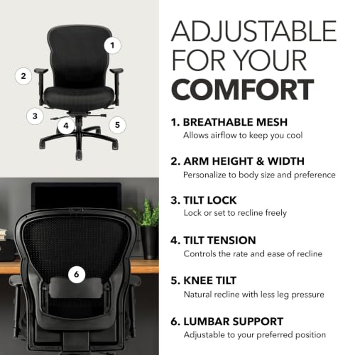 HON Wave Big and Tall Ergonomic Office Chair, Heavy Duty Desk Chair, Black