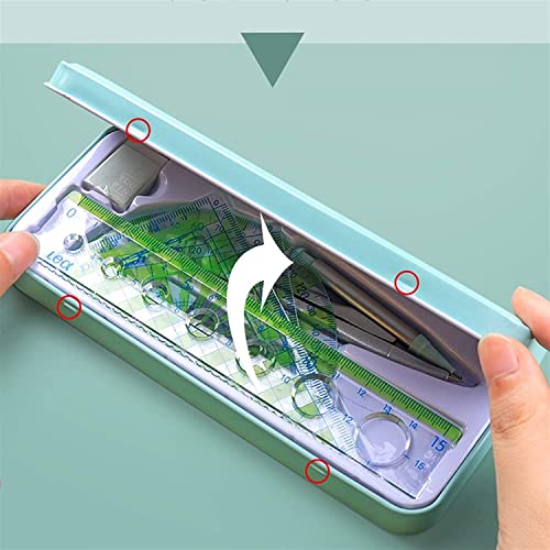 DUHTFCY Compass Set Green/Blue/Pink Multi-Function Compass Ruler Sets Professional Drawing Tools 7 Pieces School/Office Supplies Math Geometry Kit Set Geometry Set (Green)