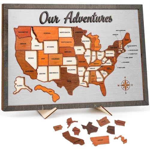 Wooden USA Travel Map Puzzle, USA Travel Map Tracker