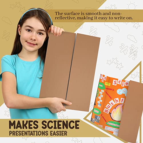 White Trifold Presentation Board 36" x 48" (Pack of 24) Self-Adhesive Science Subtitles Included - Display Exhibition Board Lightweight and Portable with Smooth Surface - by Emraw