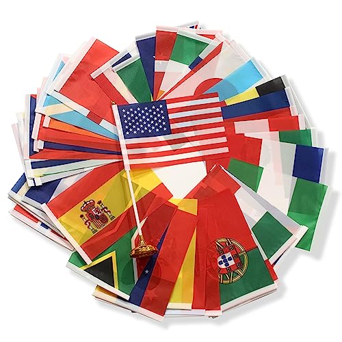 GentleGirl 100 Pack Countries Flags National Desk Flags,Small Mini Country World Table Flag with Stand Base,Sports Events Grand Opening Party Festival Decorations