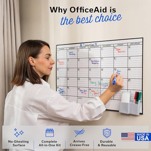 Small Dry Erase Calendar for Wall 17x26, Month Blank Kids Family Reusable Office, Classroom Schedule Monthly Planner Erasable Write, Rolled Whiteboard White Board, Calendar Dry Undated Erase for Wall