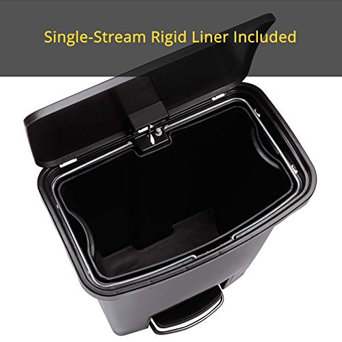 Rubbermaid Commercial Products Slim Jim Front Step-On Trash Can, 4-Gallon, Black Stainless Steel, Hands-Free Garbage Can/Container for Home/Kitchen/Office/Restaurant