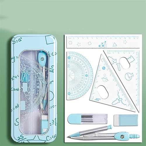 OREKPOT Compass Geometry Tool 8 Pieces Ruler Compass Pencil Set Geometry Protractor Math Drawing Tools School Math Stationery for Boys Girls Drafting Tools Geometry Tool Set