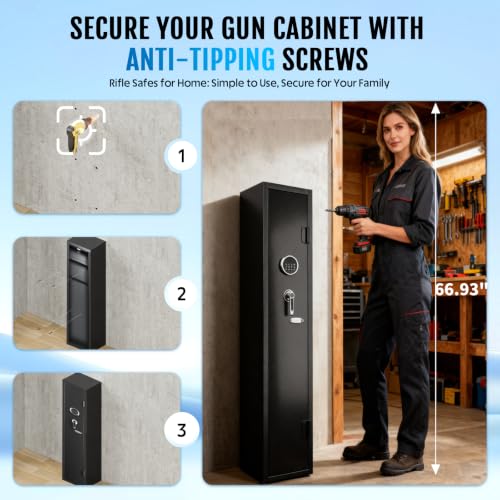 KAER 2-3 Long Gun Safe for Rifles and Pistols,Assembled Rifle Safe for Home