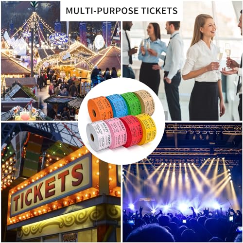 LLIKED Multicolor Raffle Tickets 8000 Pairs 8 Double Rolls Numbered
