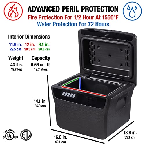 SentrySafe Charcoal Gray Waterproof and Fireproof Safe, Lock Box with Keypad for Documents and Hanging File Folders, Exterior: 14.1 x 16.6 x 13.8 Inches, ‎FHW40300