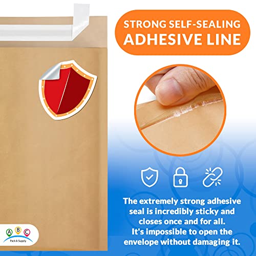 ABC PACK & SUPPLY Kraft Bubble Mailer, 7.25 x 11 Inches, Natural Brown Padded Envelopes Self Seal, Tear Resistant, 200 Pack, Paper Shipping Envelopes
