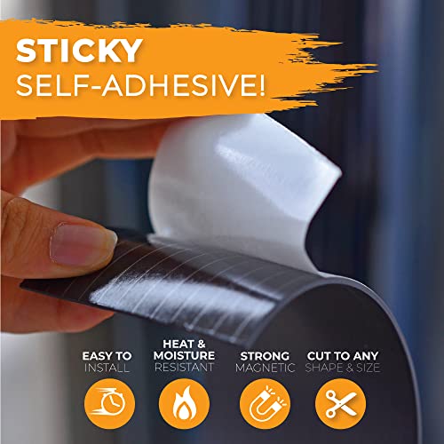 WOD MAG06-I Strong Thick Magnetic Tape - 3 inch x 10 feet - Ideal for Holding Metallics - Peel and Stick for DIY, Fridge Organization, and Crafts Projects Self-Adhesive Backing