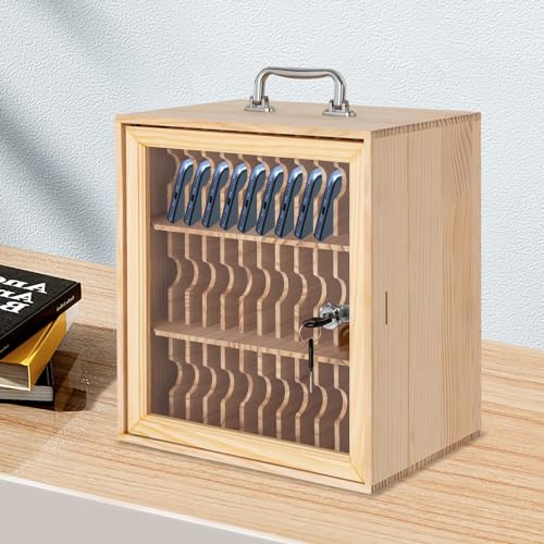 Apexonix Cell Phone Storage Holder Wooden Cell Phone Locker Storage Cabinet Classroom Pocket Chart for Office onference Rooms (36 Slots)