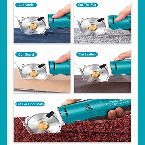 Emslivergo Cordless Electric Fabric Scissors 70/9MM Cloth Cutter DC12V Handle Rechargeable Shears for Cutting Fabric/Carpet/Sponge/Paperboard (70mm Blade with 2pcs 4000mAh Batteries)