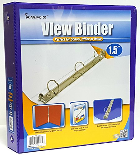 A+ Homework 1. 5" Clear View Pocket Binder - Purple