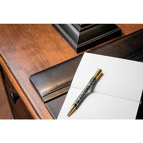 Classic Leather Desk Pad with Side Rails - Luxury Leather Desk Blotter for Writing - Padded Executive Desk Surface Protector - (Black, 34” x 20”) - Dacasso