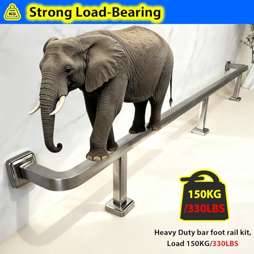 Commercial Bar Rail Foot Rest Brackets, Undercounter Flat Modular Footrest Rail System, 3 4 5 6 7 8 9 10 12 14 16 Foot High Chair Leg Support Pole(Black,3ft/91cm)