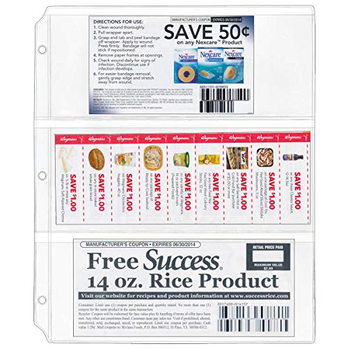 StoreSMART - Coupon Binder Pages 50 Pack - Clear Vinyl Plastic - Three 3 1/2" x 8 1/2" Pockets per Sheet (MC29-CPN-50)