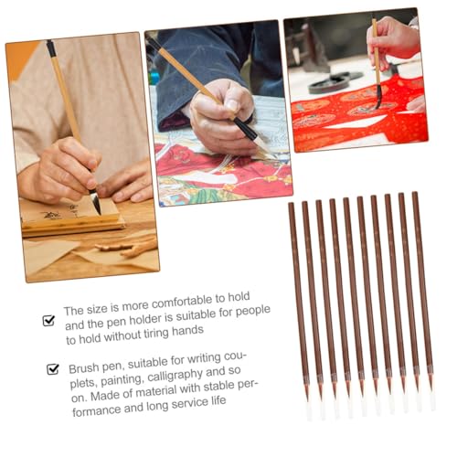 Chinese caligraphy brush, Writing Calligraphy 10Pcs student calligraphy ink writing brush wolf hair to color Stationery calligraphy pen suite brush calligraphy set traditional calligraphy brush China(