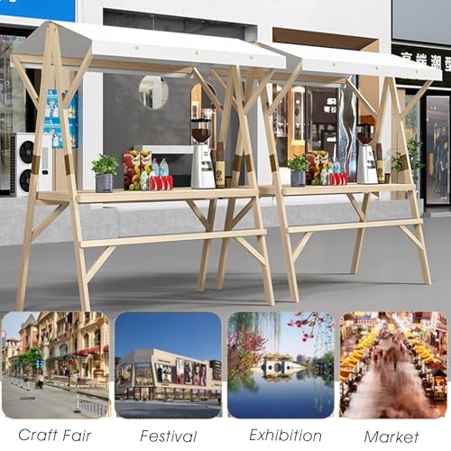 WLCGYD Red Detachable Vendor Booth Display Items, Lightweight Wood Retail Booth Kiosk, Outdoor Event Tent for Market Patio Garden, Flower Market Display Stand, Easy Assembly(150x60cm/59x23.6in)