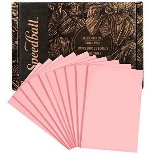 Speedball Speedy-Carve Block Printing Carving Block, Rectangle, Pink, 4 x 6 Inches (10-Pack), Linoleum for Printmaking