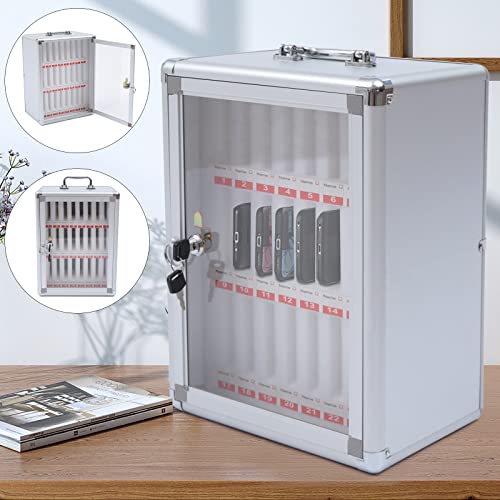 Aluminum Alloy Pocket Chart Cell Phones Storage Cabinet for Cell Phones, Mobile Phone Safe Storage Gadget for Classroom Home Table Office, Wall-Mounted with a Locked, Can be Carried by Hand (24 Slots)