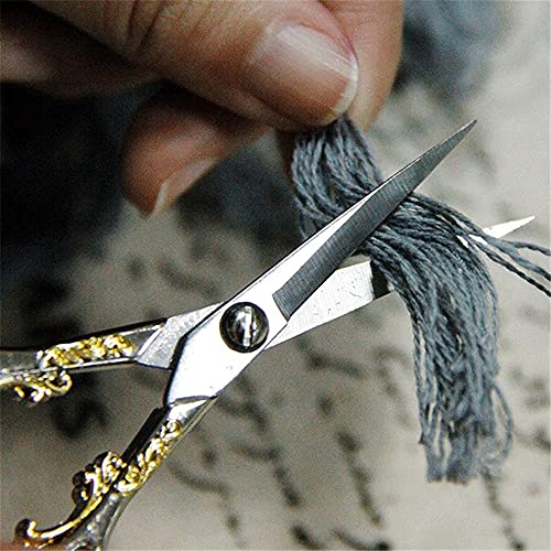 Craft Scissors Stainless Steel Antique Small Scissors Exquisite Craft Scissors Sewing Supplies and Accessories Cross Stitch Scissors (Color : Colorful) (Colorful)