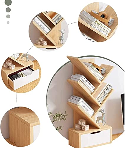 UINGBPXT Bookcase Small Desktop Bookshelf 5-Tier Tree Bookcase in Bedroom Home Office Corner Desktop Organizer for Desk Display Shelf Rack High Capacity, 30*15*59cm