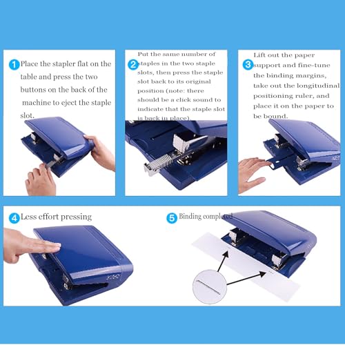 Double Head Stapler, A4/A3/16K/18K Office Desktop Staplers, 50 Sheets Binding Thickness and 0-58mm Adjustable Paper Feed Depth, Save Space and Labor-Saving, for Factory, Office and Home