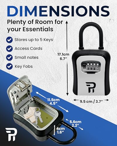 Rudy Run Key Lock Box for Outside – Large Outdoor Lockbox for Keys with Code, 4-Digit Combination Hidden Safe to Hide a Key Outside, Portable Safe Key Storage, 6.7 in, 2 Packs