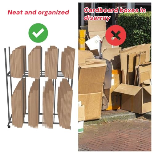 Mobile Carton Cart, Large Cardboard Box Organizer, Mobile Storage Cart, Carton Storage Rack for Warehouse, Office and Home(2 Tier)