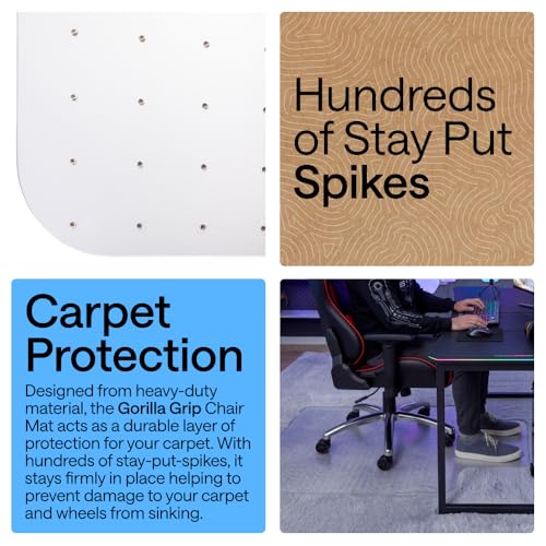 GORILLA GRIP Office Chair Mat for Carpet Floors, Heavy Duty 36x48 Clear Lip
