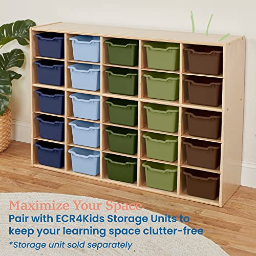ECR4Kids Scoop Front Storage Bins, Multipurpose Organization, Earthtone, 25-Piece