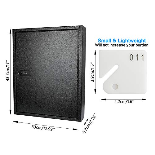 KYODOLED Key Box, Wall Mount 100 Key Cabinet, Combination Lock, Black
