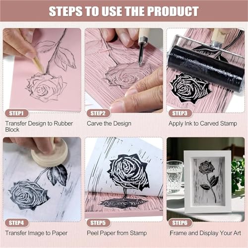 Rubber Linoleum Blocks for Printmaking Linoleum Blocks for Printmaking Supplies 4PCS 4 Inch X 6 Inch Rubber Linocut Block Printing Kit for Stamp Carving